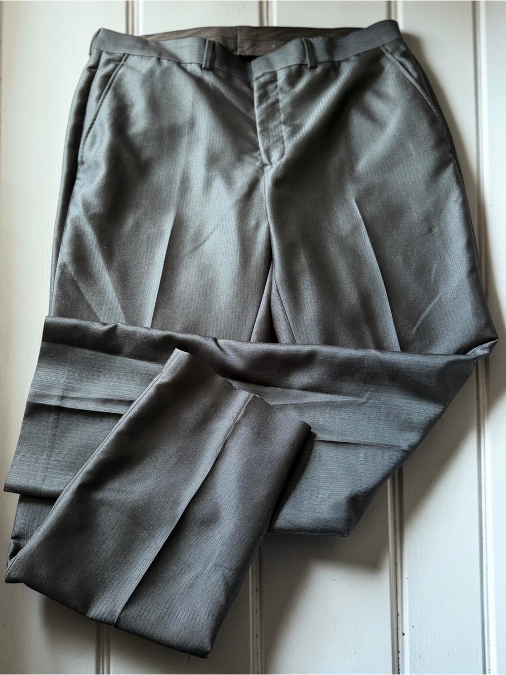 Structure Men’s Gray Herringbone Dress Pants Size 36x32 Flat Front Trousers